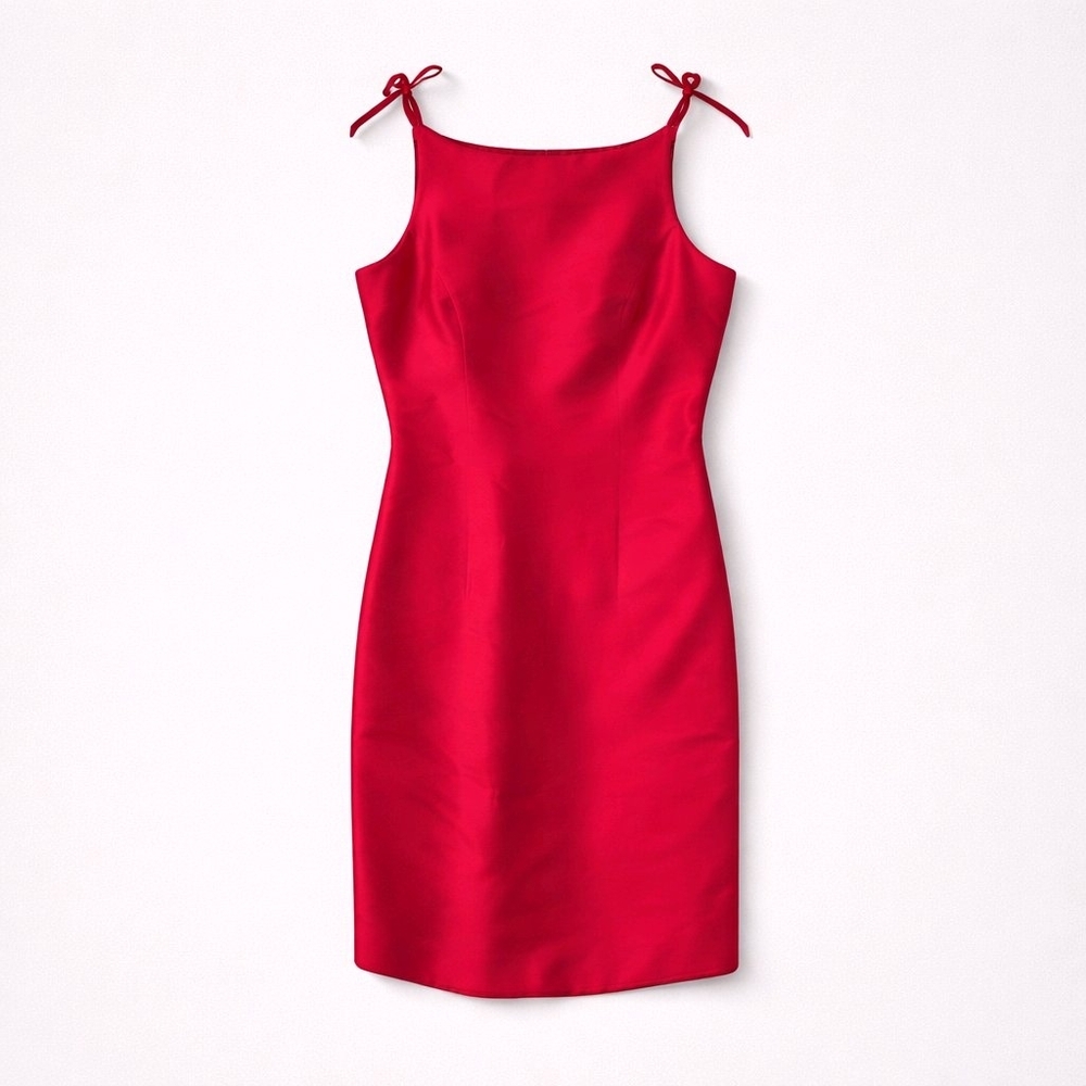 Ann Taylor Red Mini Slip Dress with Tie Straps